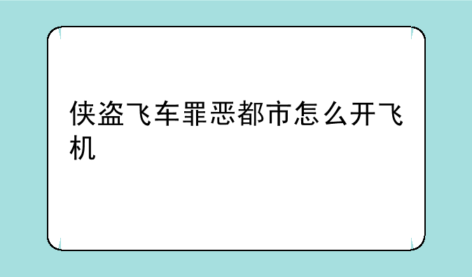 侠盗飞车罪恶都市怎么开飞机