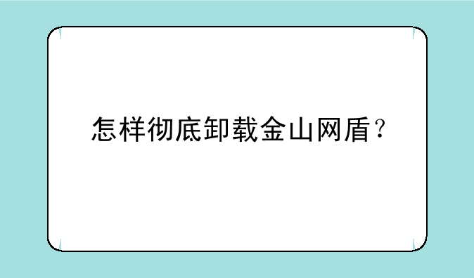 怎样彻底卸载金山网盾？